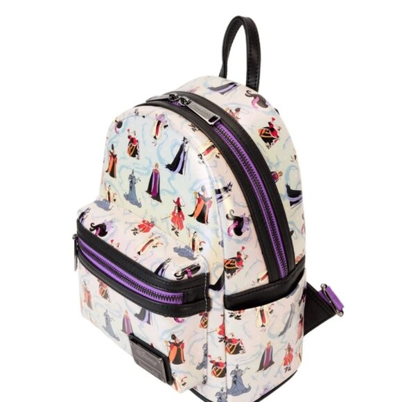 NWT Loungefly Disney Villains  Iridescent All-Over Print Mini Backpack - Picture 2 of 4